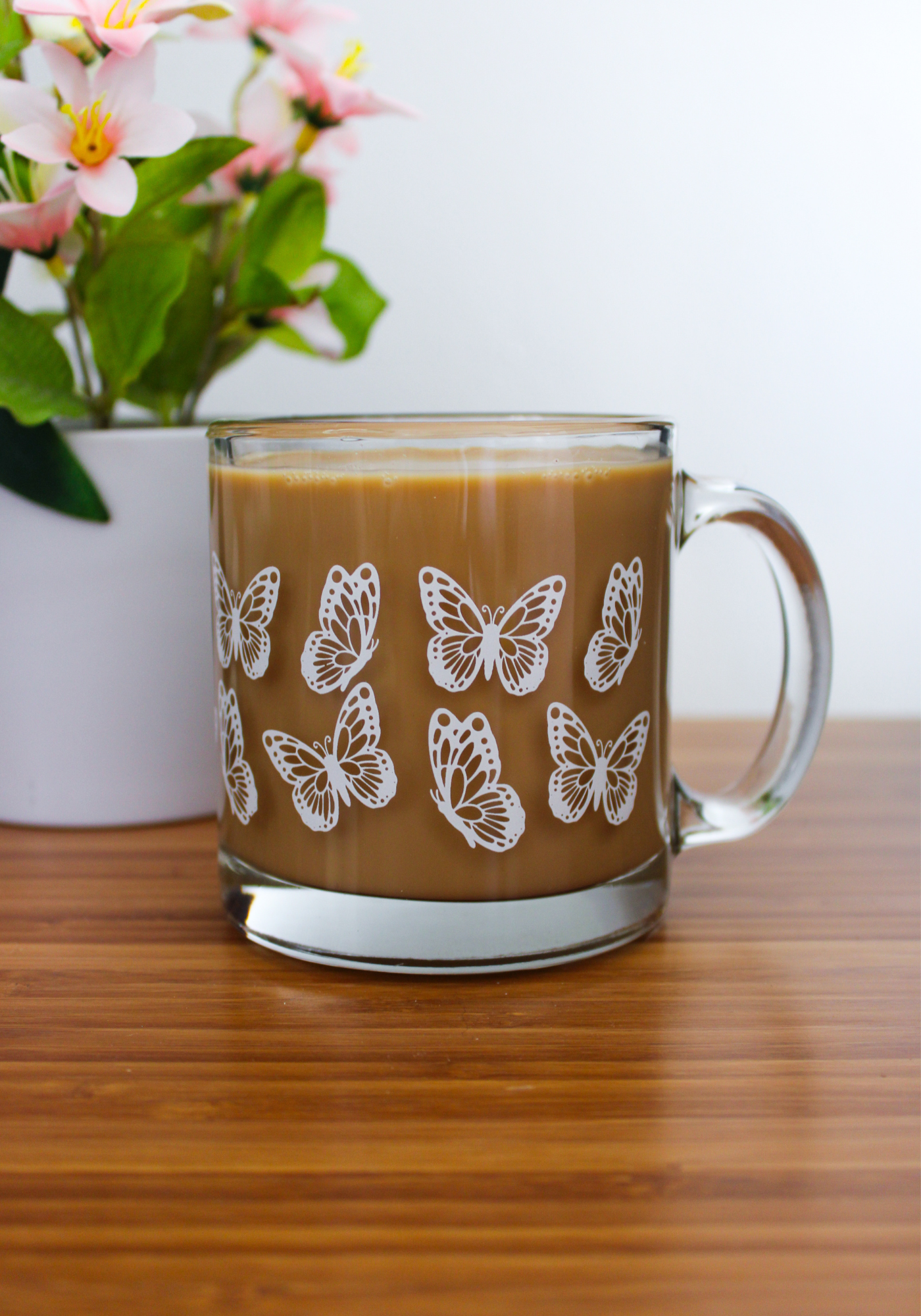 Fluttering Butterflies Glass Mug