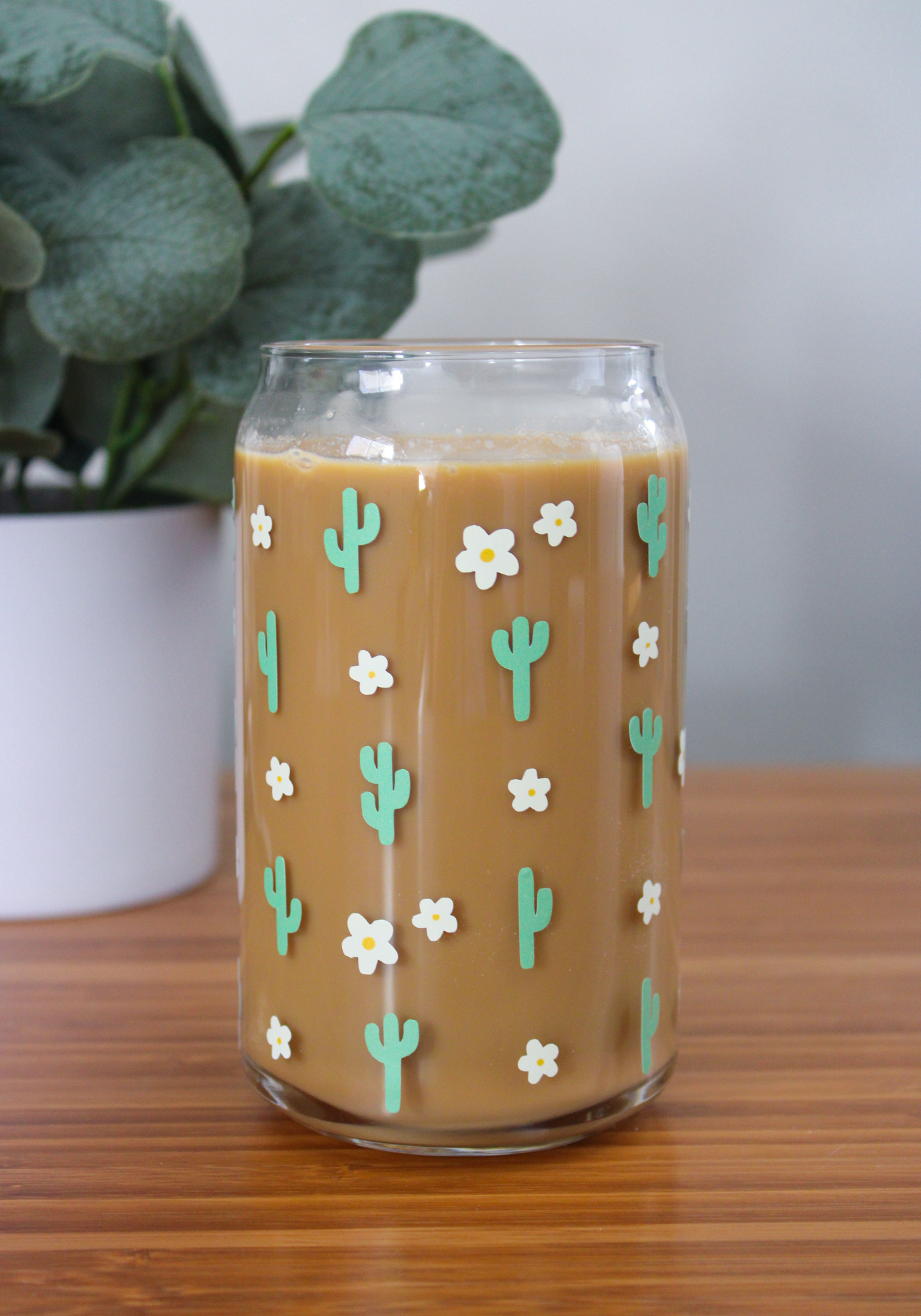 Tiny Cacti Blossom Glass Can