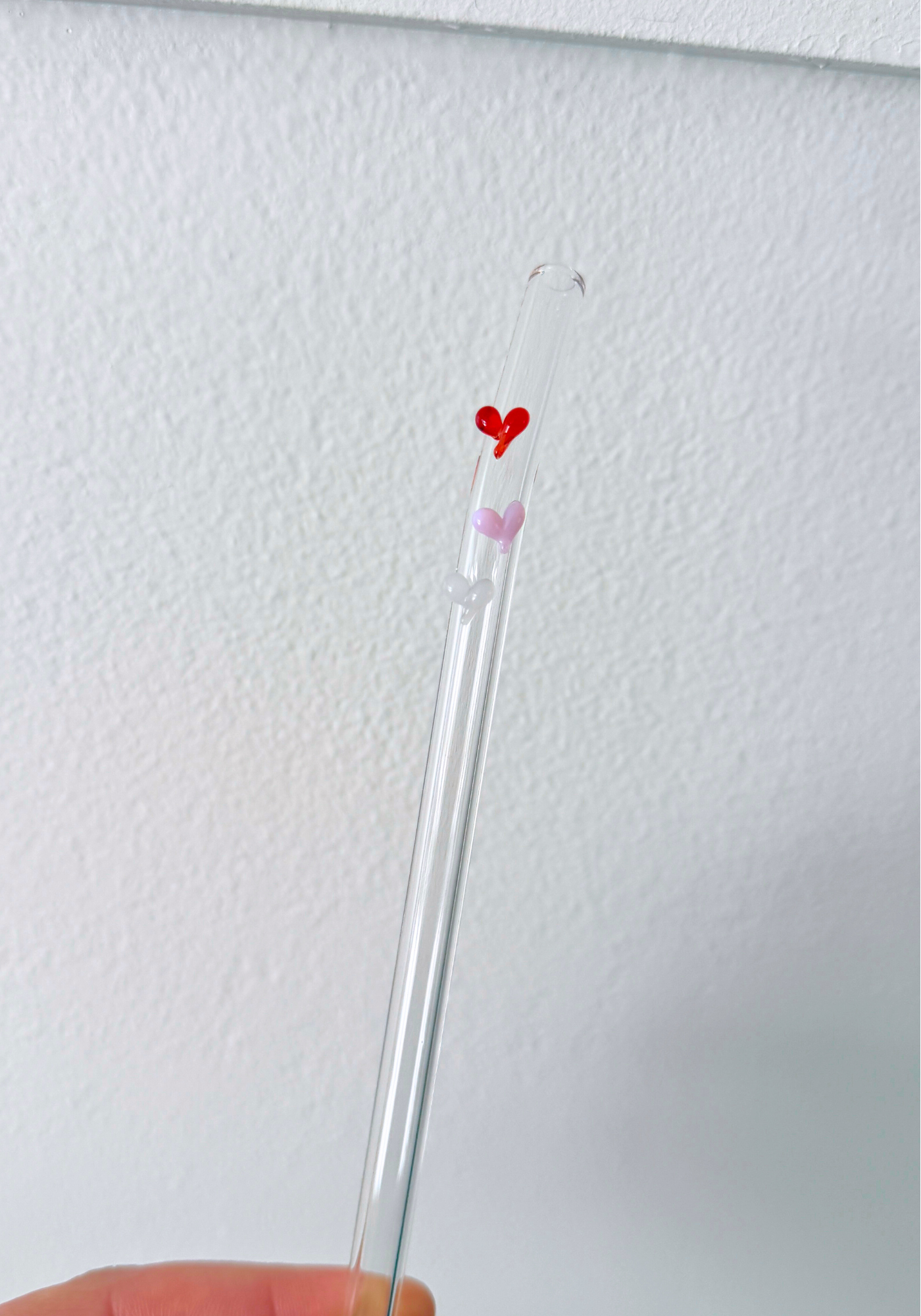 Triple Heart Reusable Glass Straw