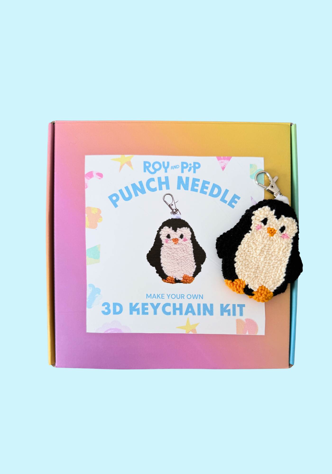 3D Penguin Keychain Punch Needle Kit