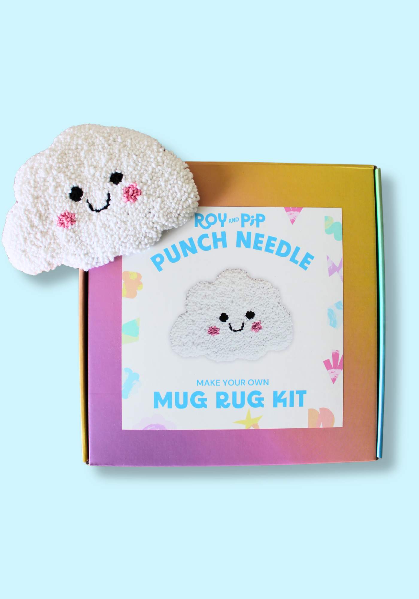 Happy Little Cloud Mug Rug Punch Needle Kit