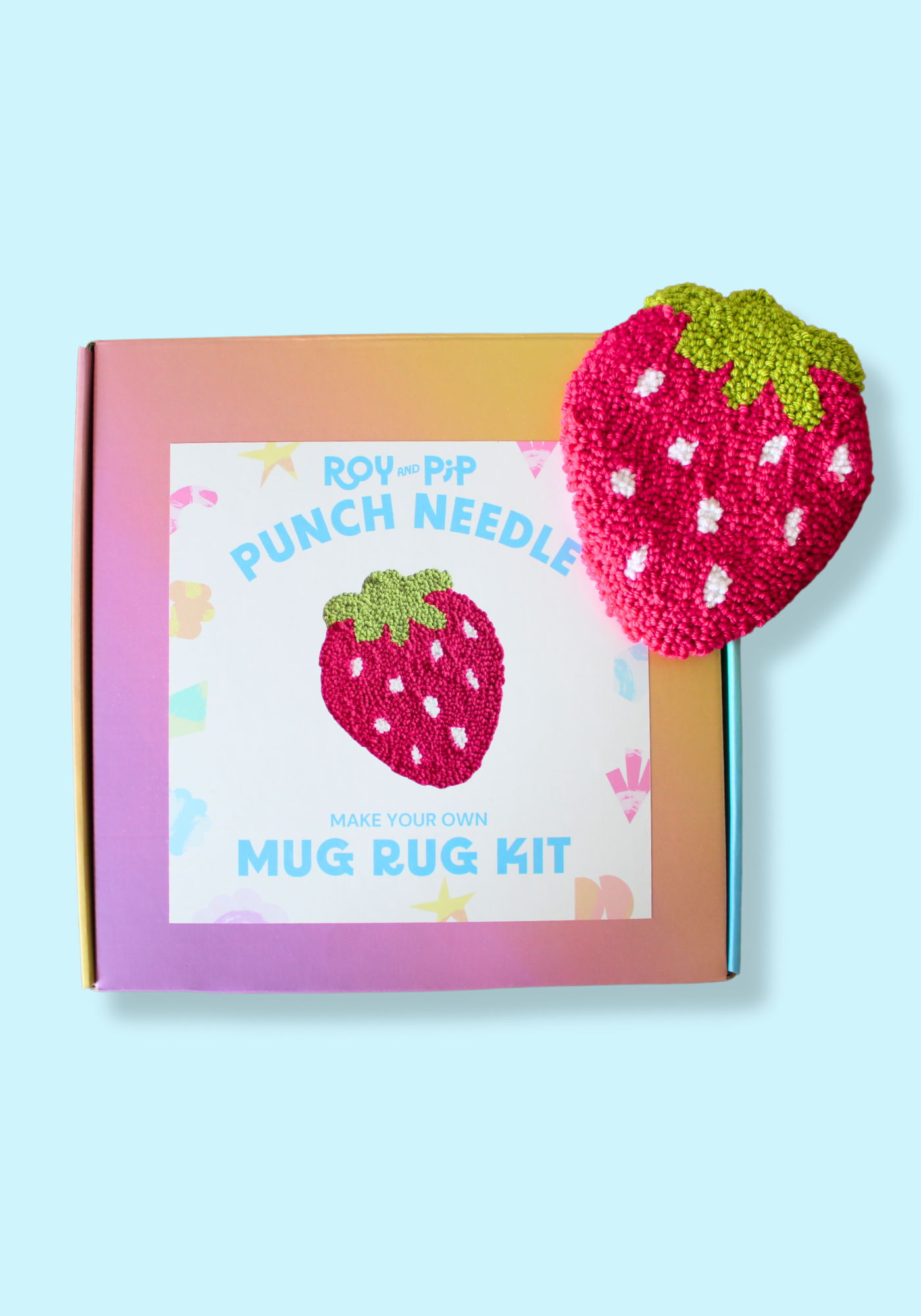 Strawberry Mug Rug Punch Needle Kit