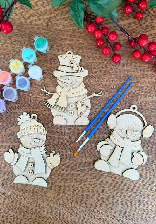 Wooden Snowman Ornaments Paint Kit