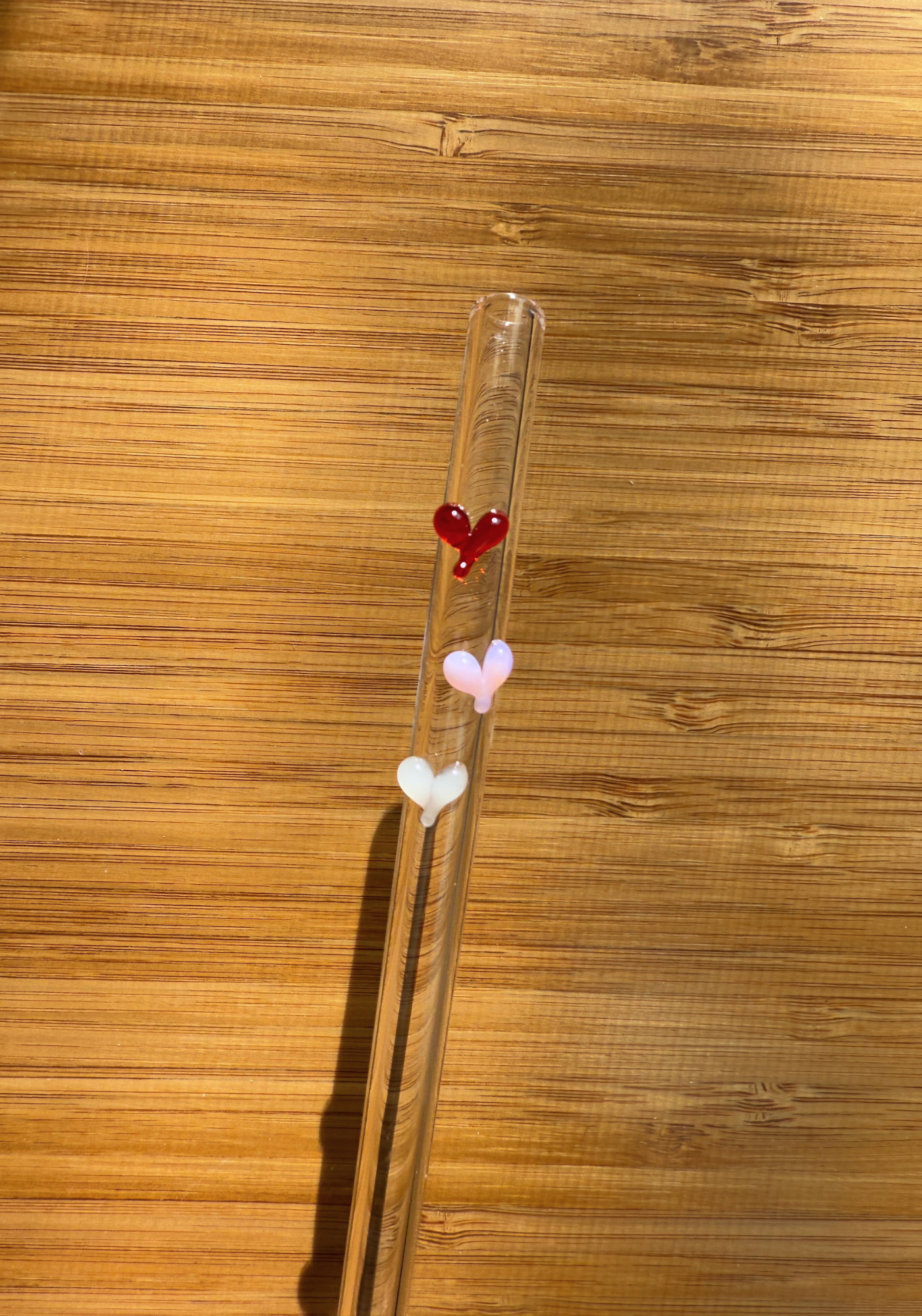 Triple Heart Reusable Glass Straw