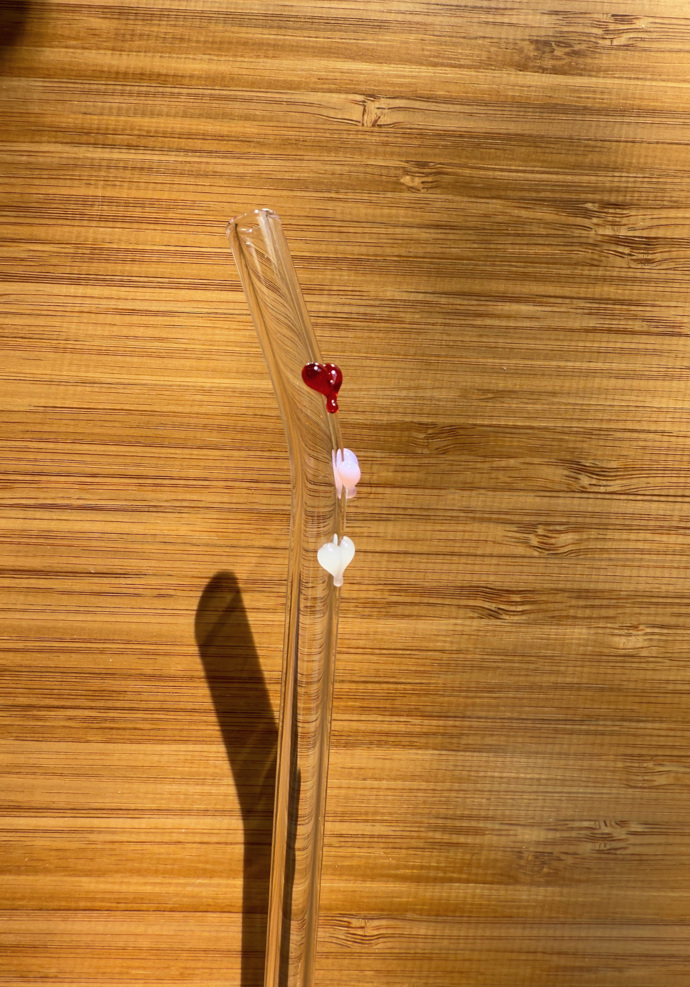 Triple Heart Reusable Glass Straw