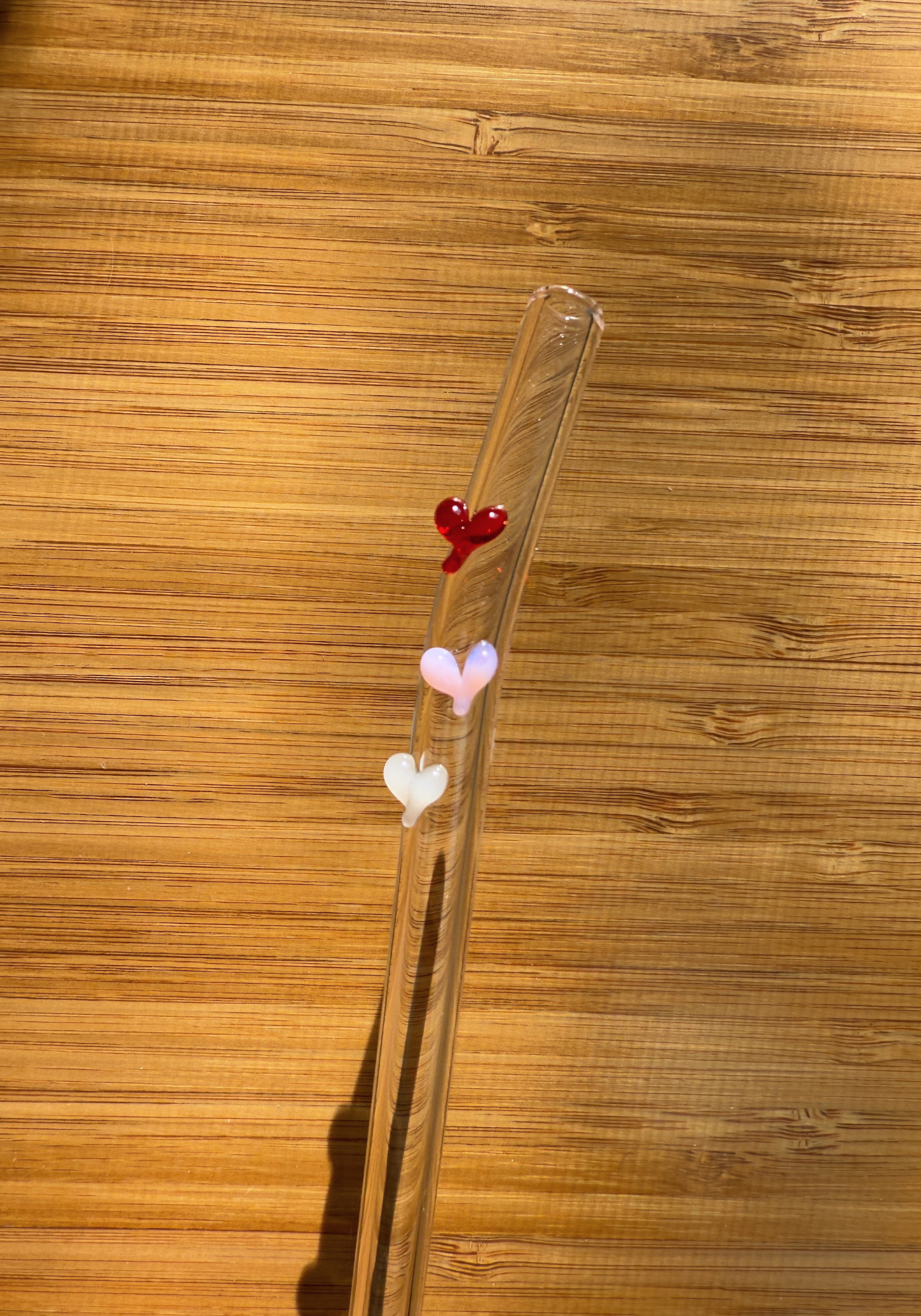 Triple Heart Reusable Glass Straw