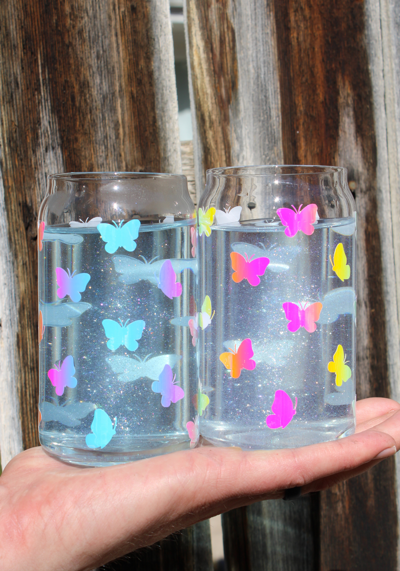 Little Opal Butterflies Glass Can