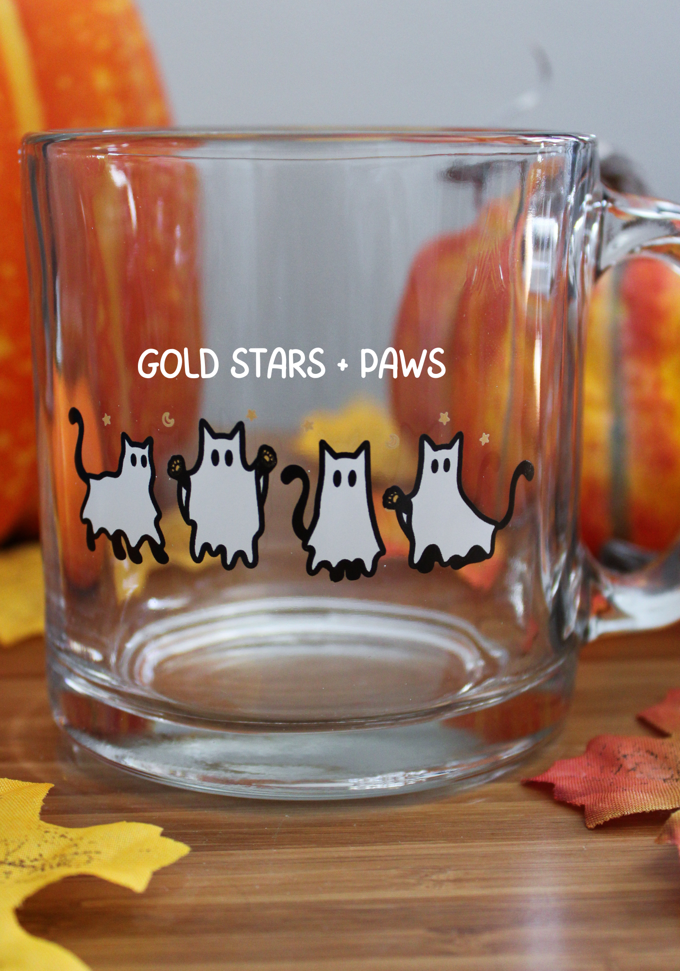 Tiny Ghost Cat Glass Mug