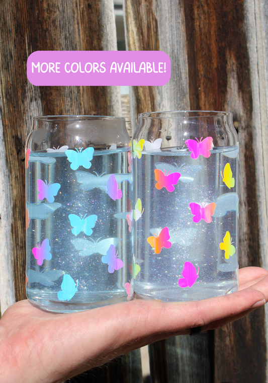 Little Opal Butterflies Glass Can