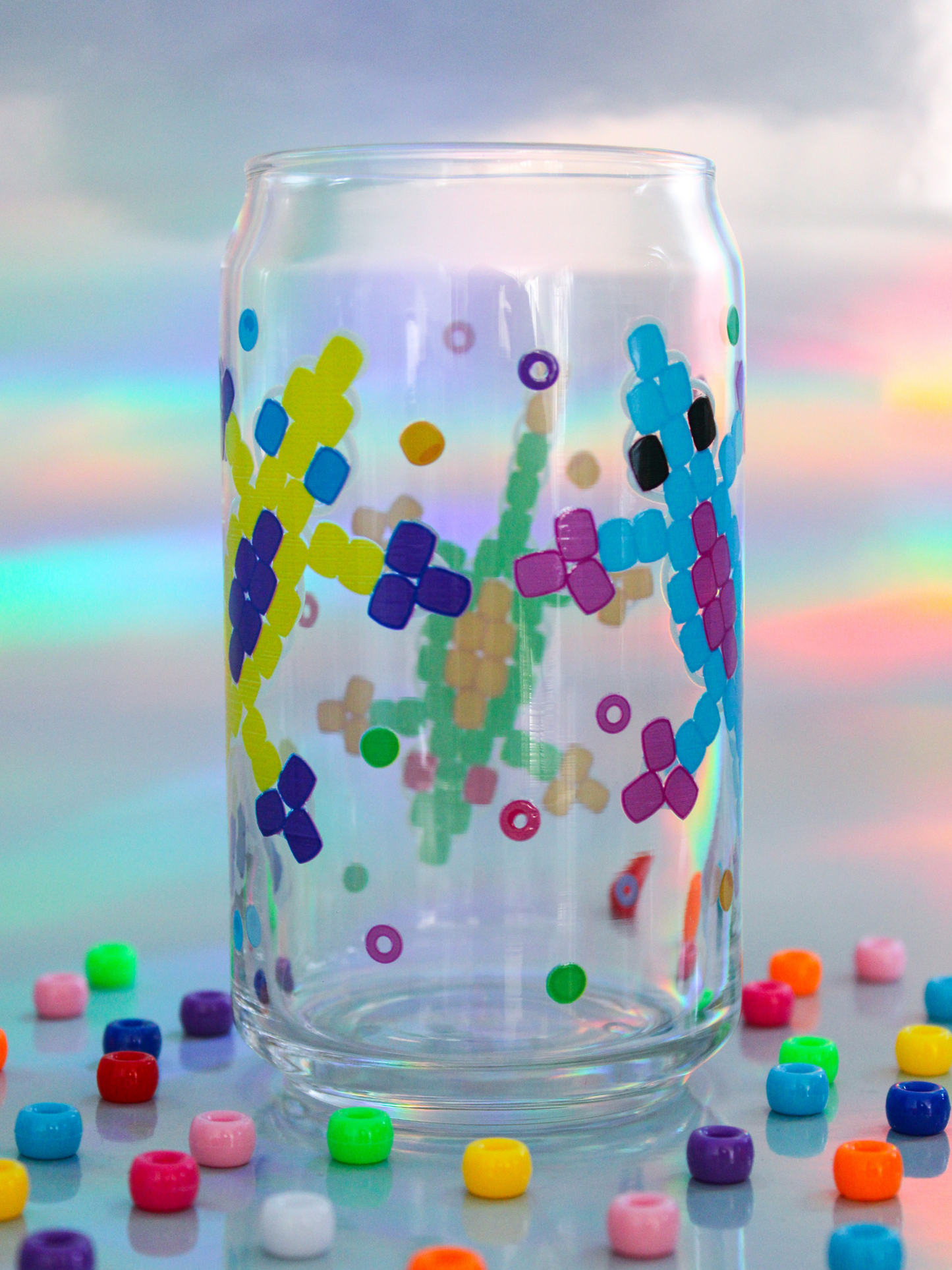 Bead Lizard Glass Can