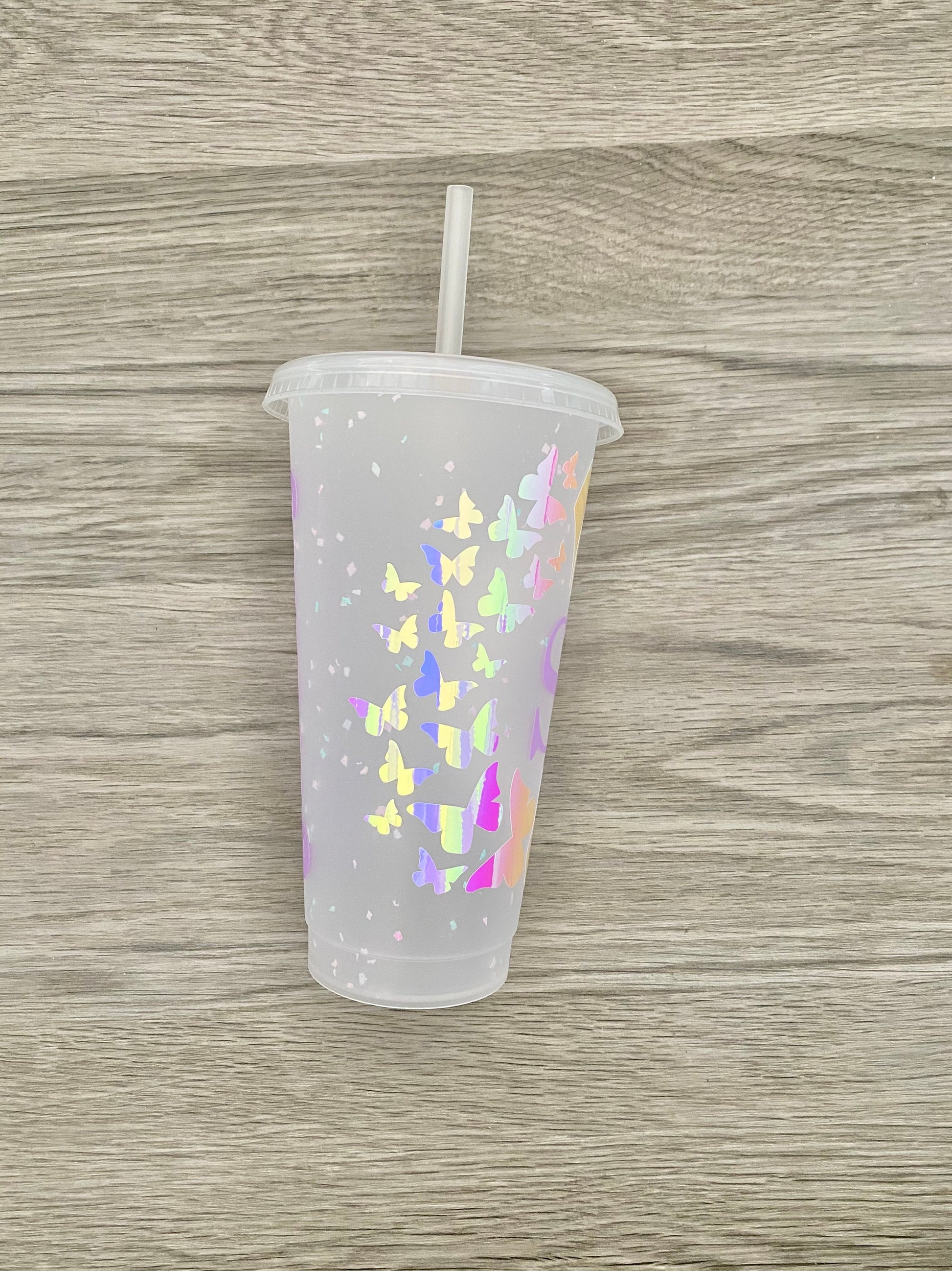 Butterfly Sunflower Initial Cold Cup | Personalized Gift